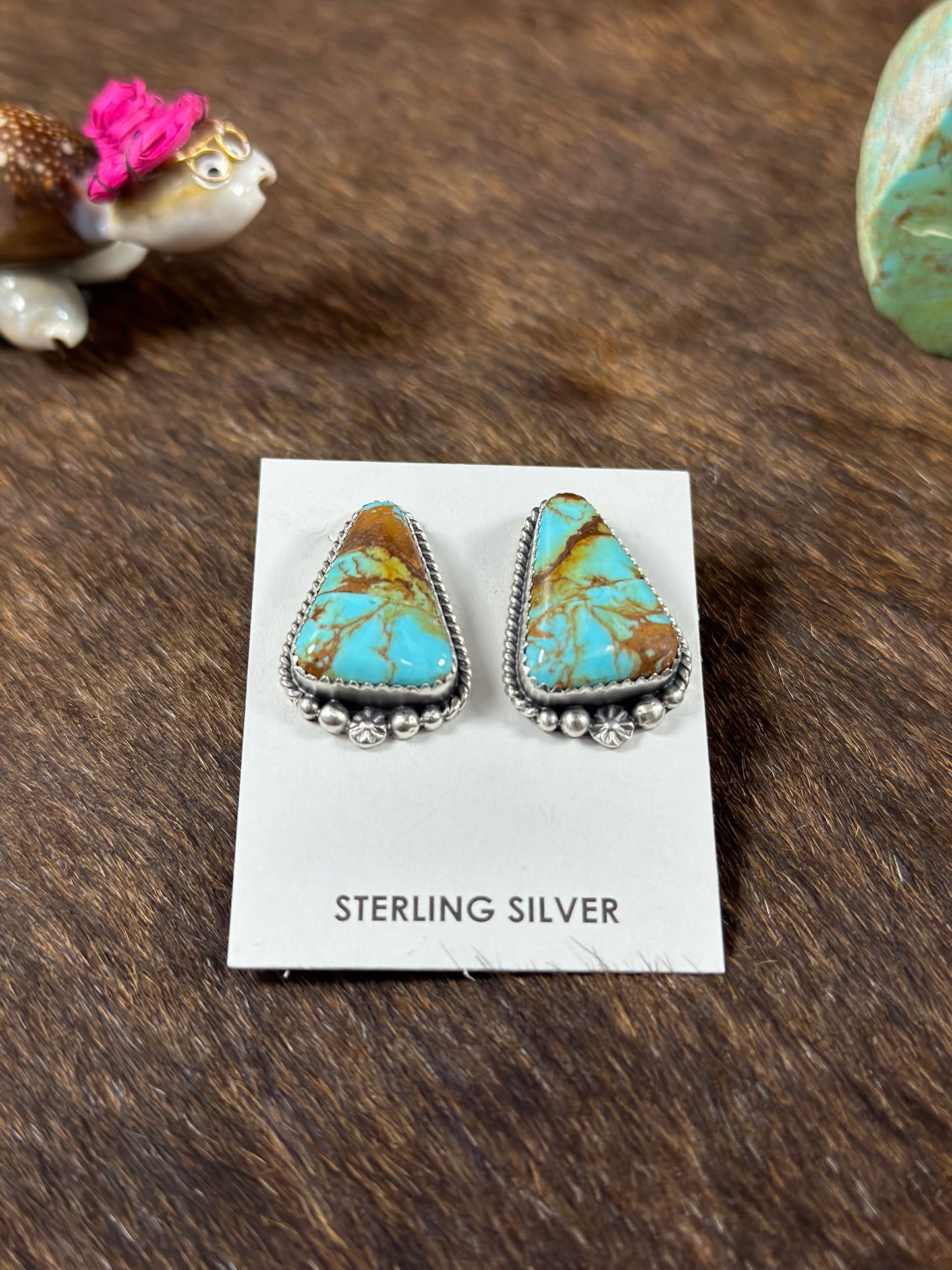 Kingman Turquoise Triangle Earring