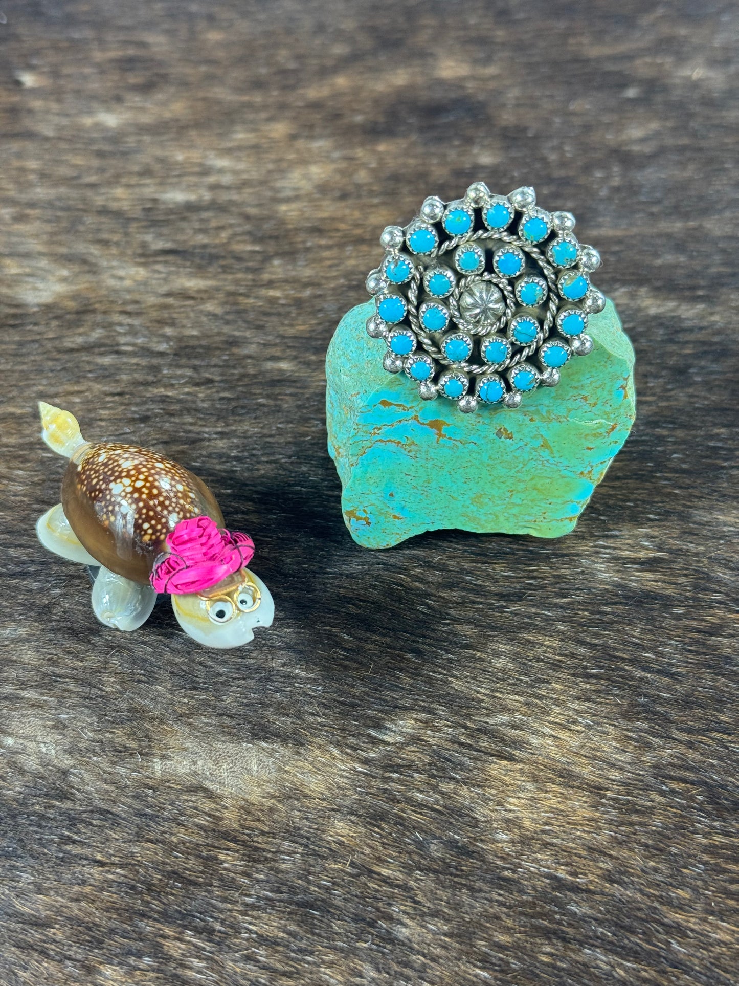 Kingman Turquoise Cluster Adjustable Ring