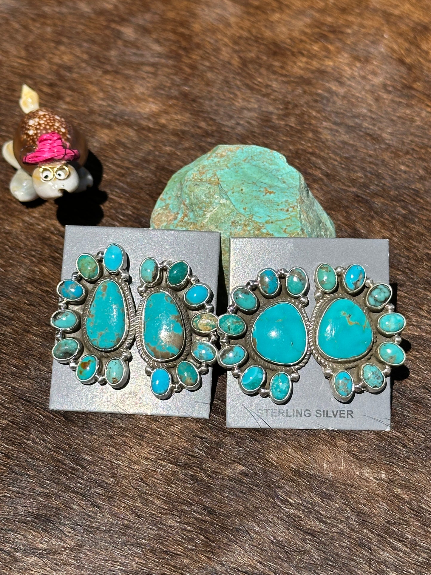 Kingman Turquoise Half Cluster Earring