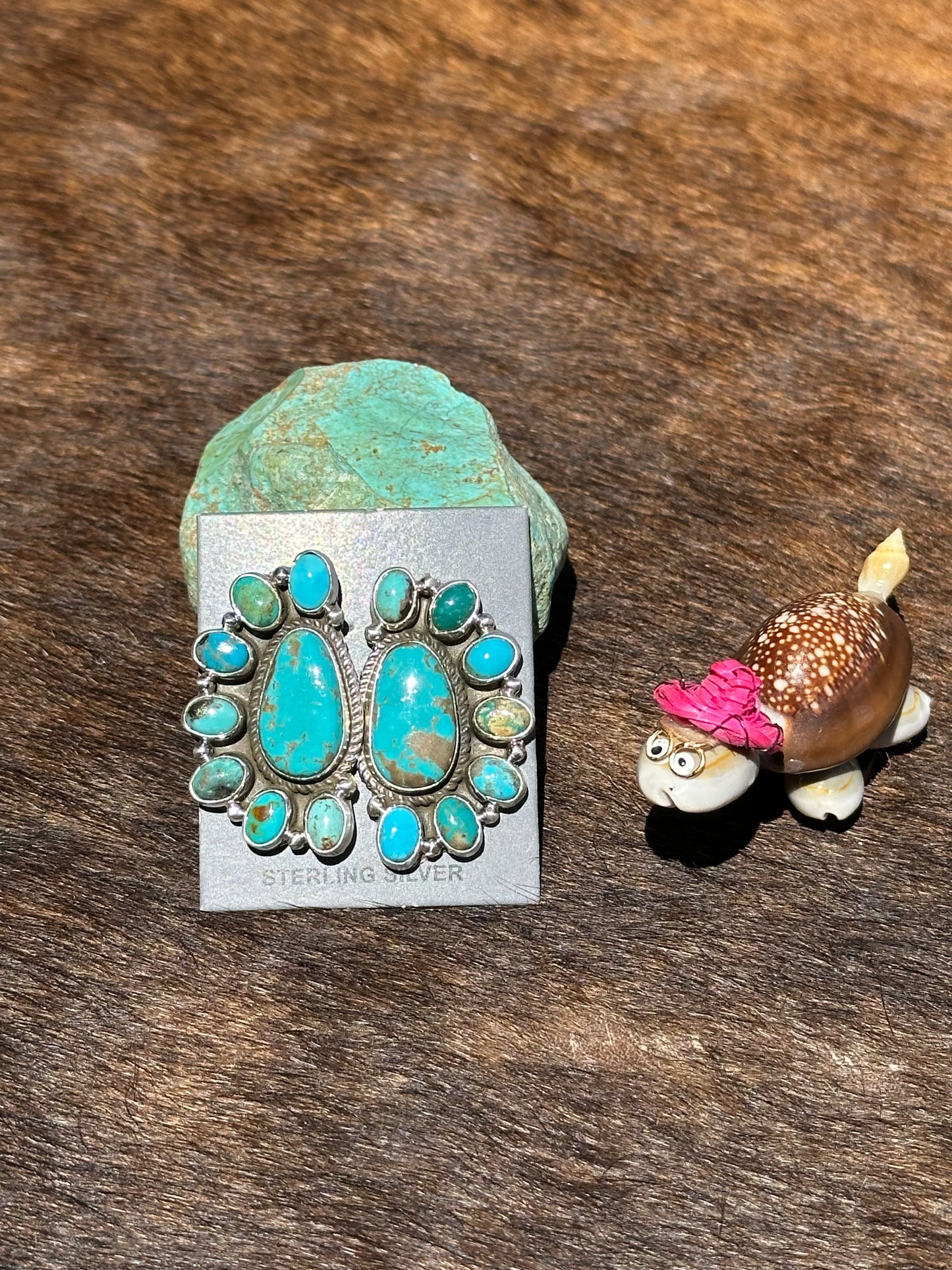 Kingman Turquoise Half Cluster Earring