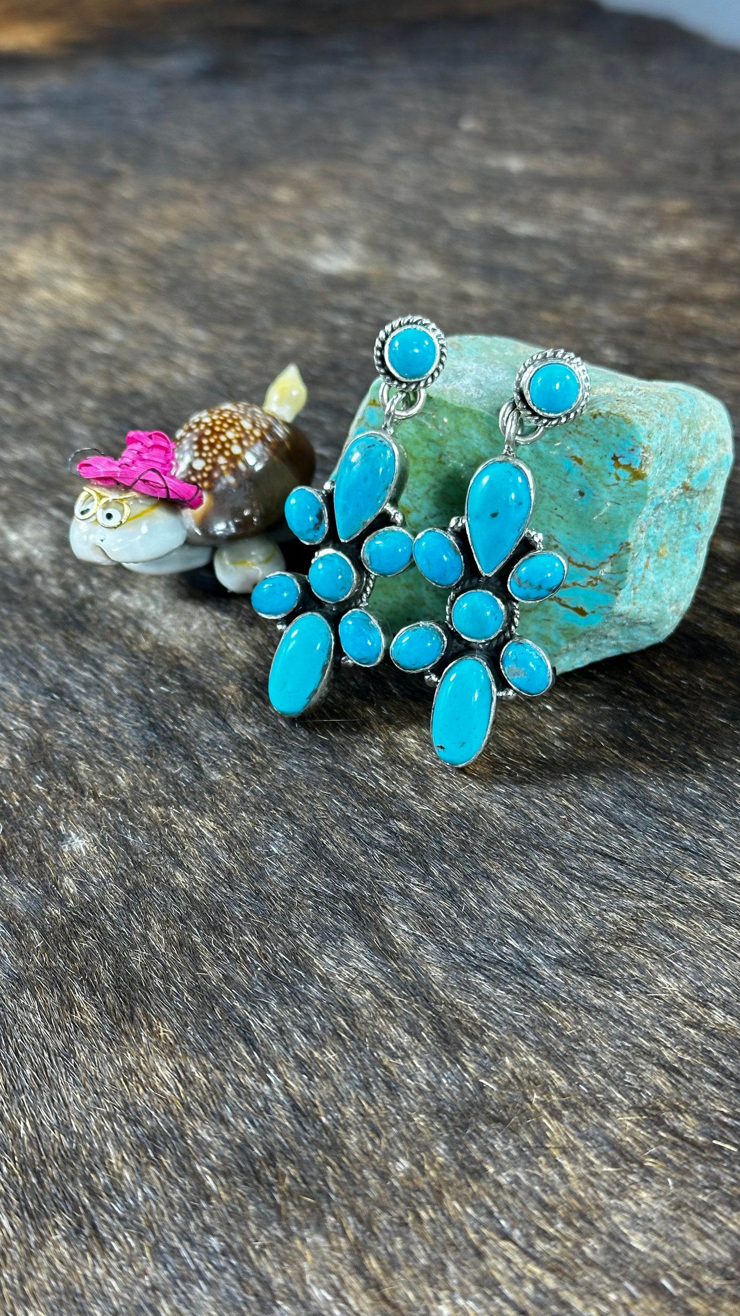 Blue Kingman Turquoise Bow Tie Earrings