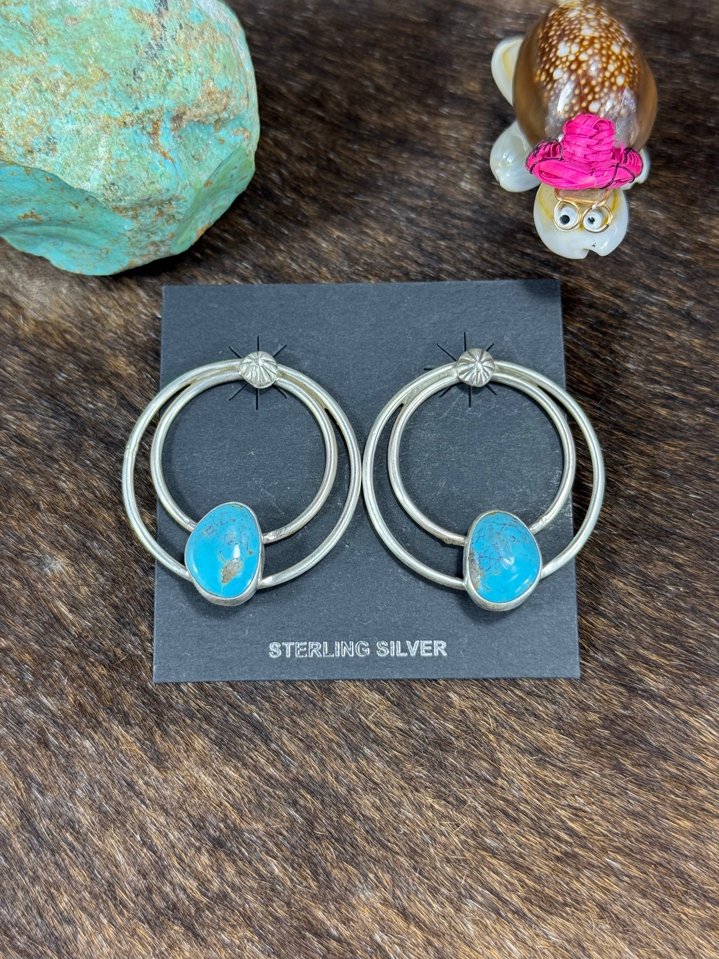 Kingman Turquoise Hoop Earring