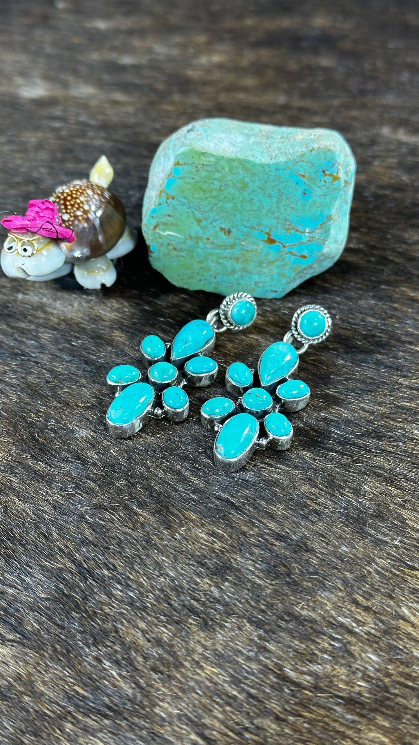 Green Kingman Turquoise Bow Tie Earrings