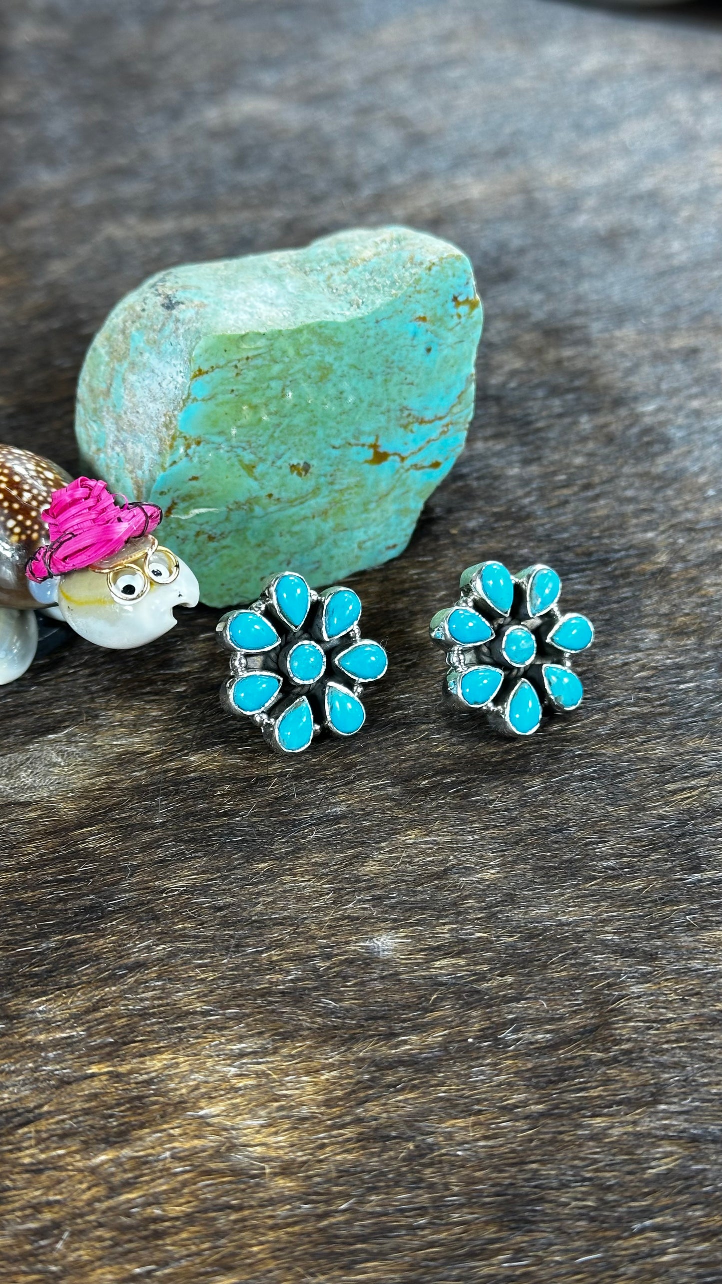 Blue Kingman Turquoise Cluster Earrings