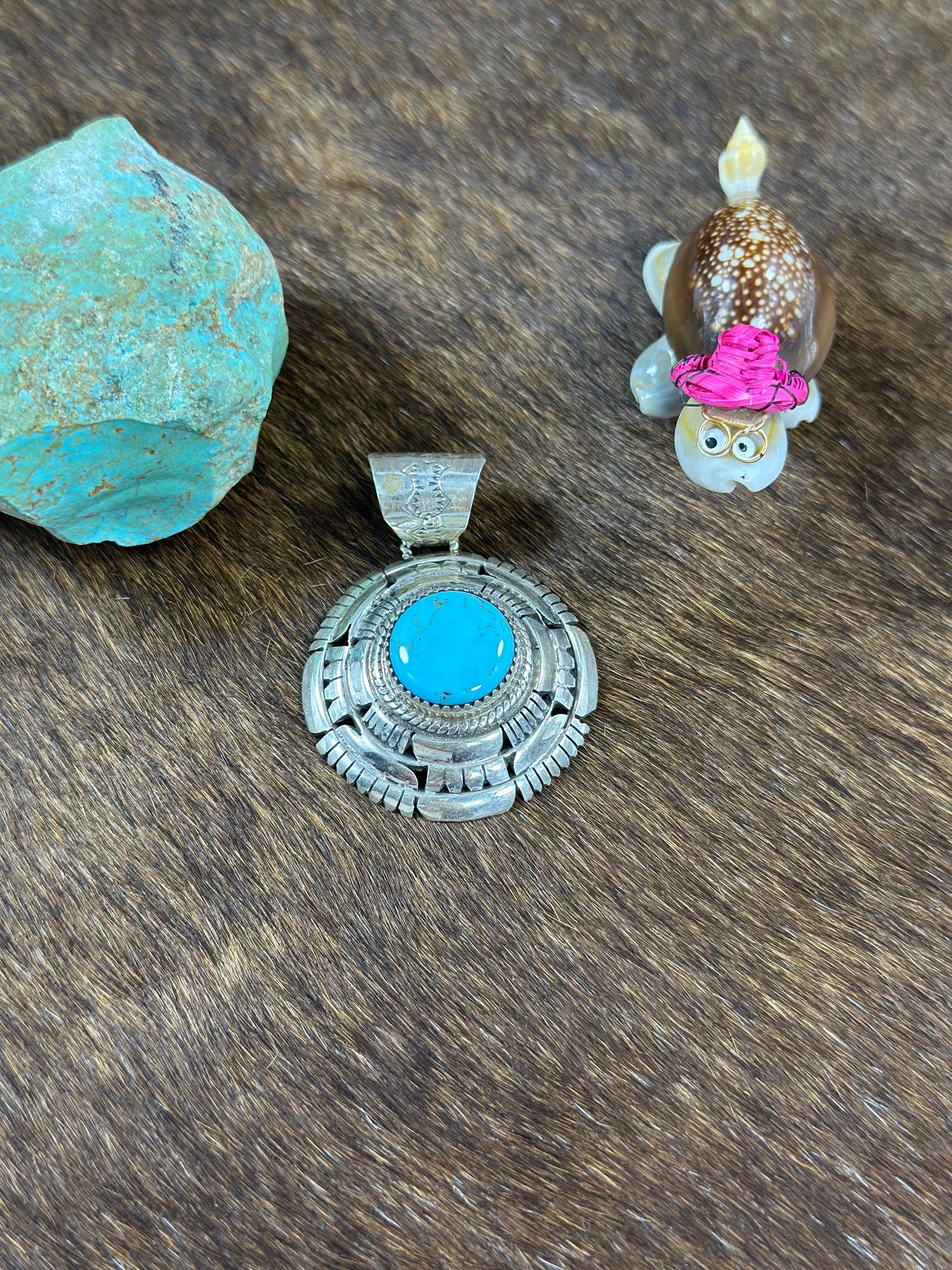 Kingman Bump Up Stamped Circle Pendant