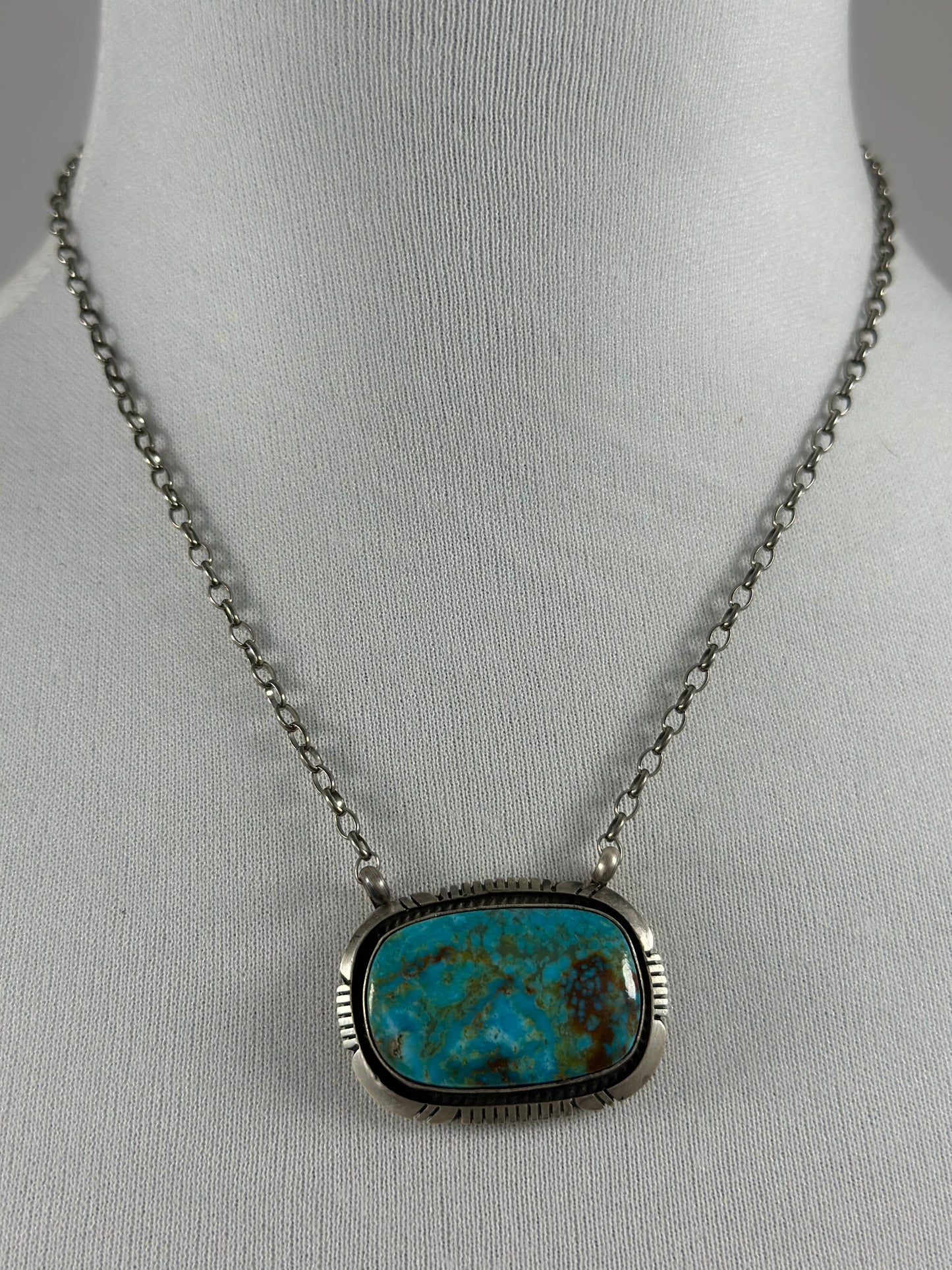 Kingman Rectangle Fixed Pendant Necklace