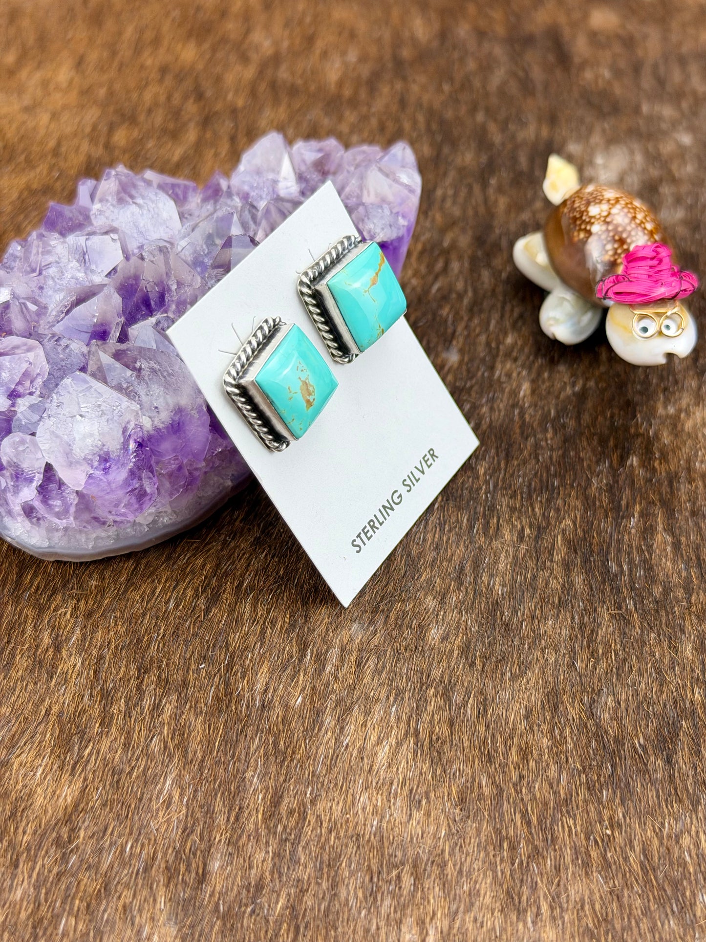 Kingman Turquoise Square Earrings