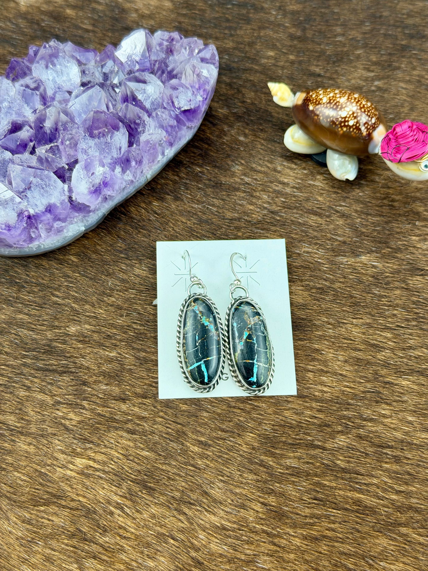 Black Jack Oval Dangle Earring