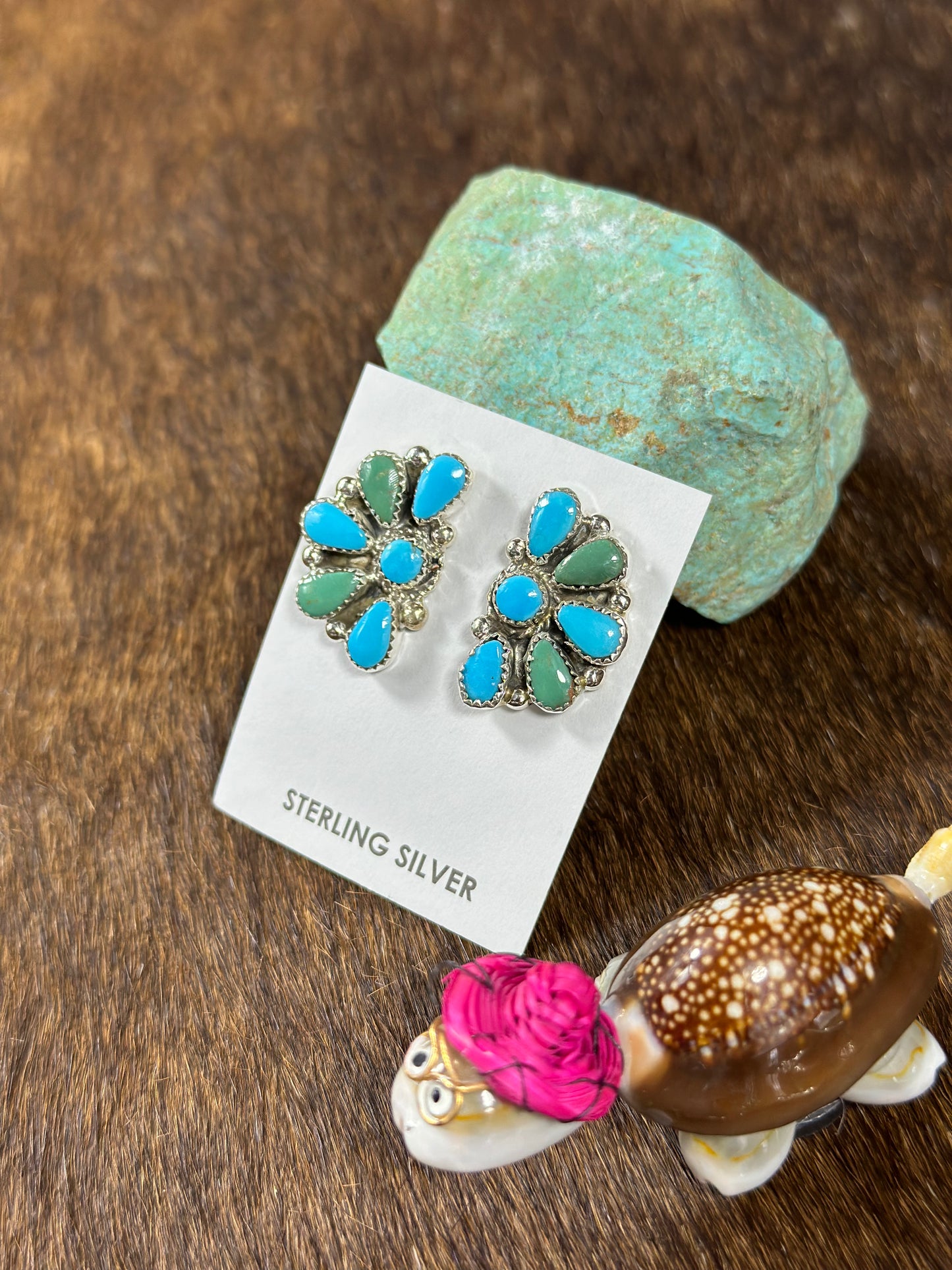Kingman two tone half cluster earring