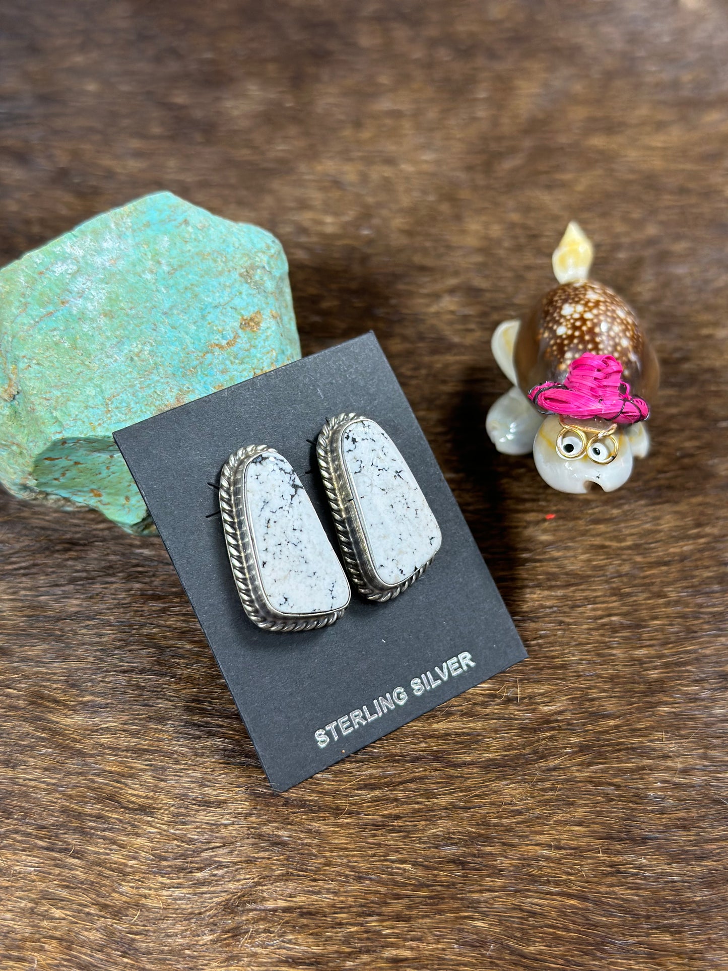 White Buffalo Stud Earring
