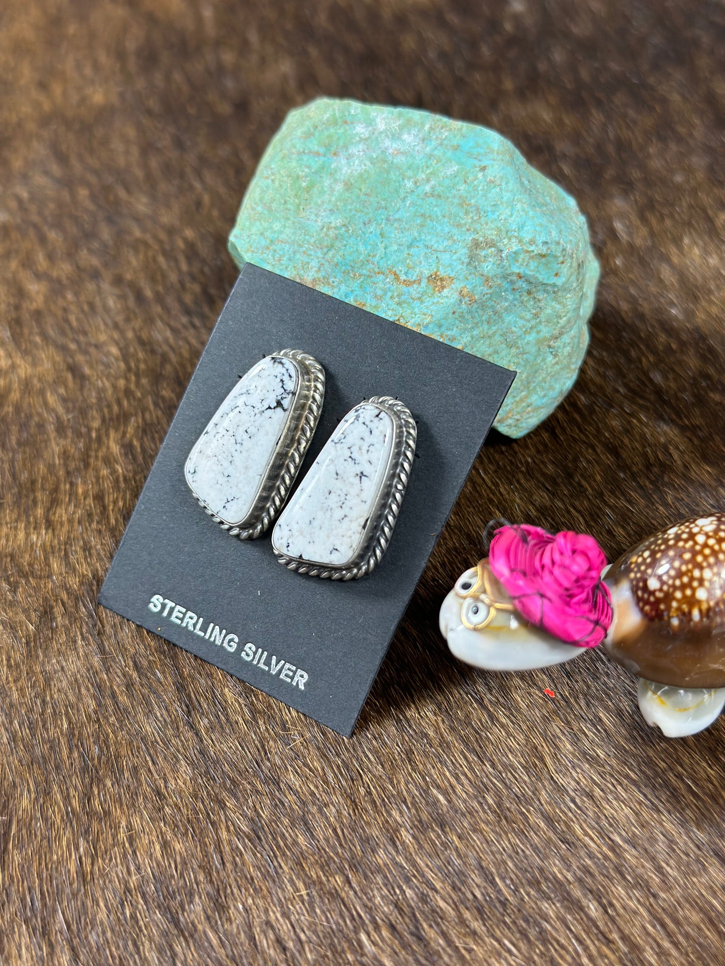 White Buffalo Stud Earring