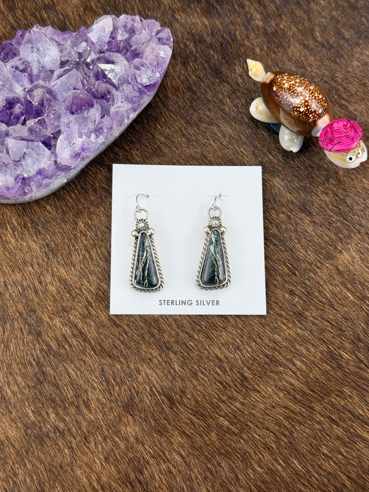 Black Jack Turquoise Teardrop Dangle Earring