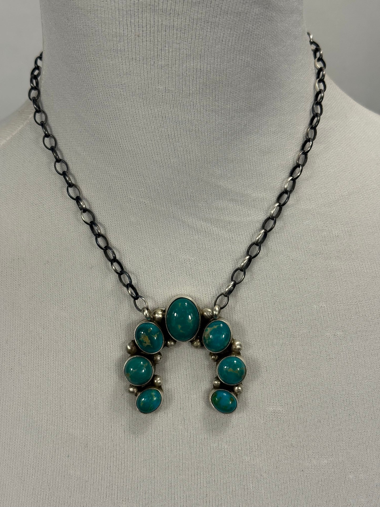 Kingman Turquoise Naja Fixed Pendant Necklace