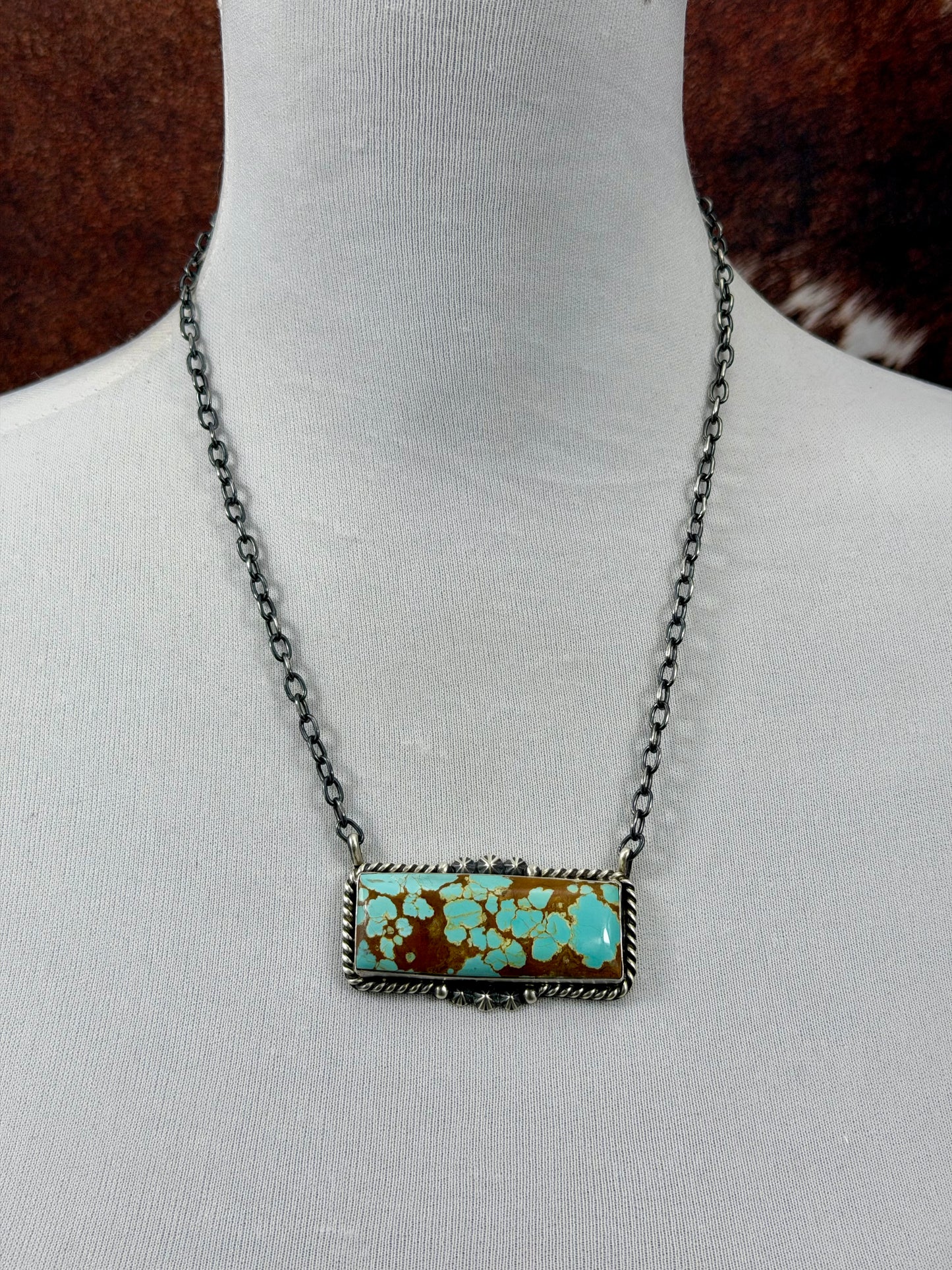 #8 Turquoise Bar Sterling Necklace