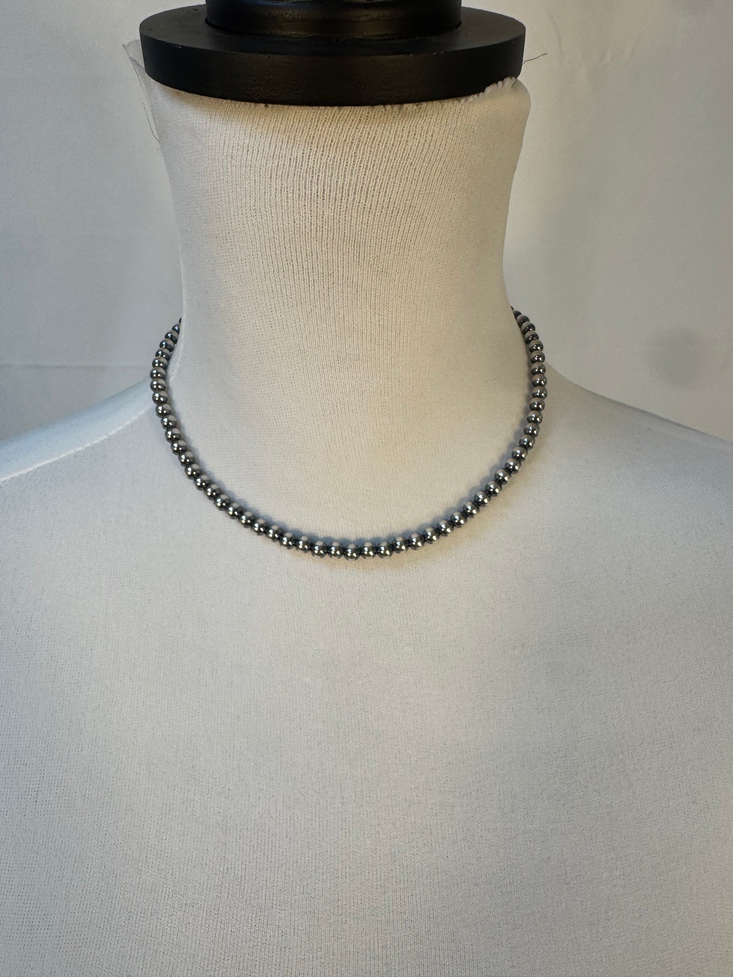 5MM " Navajo Style" Sterling Pearls Necklaces