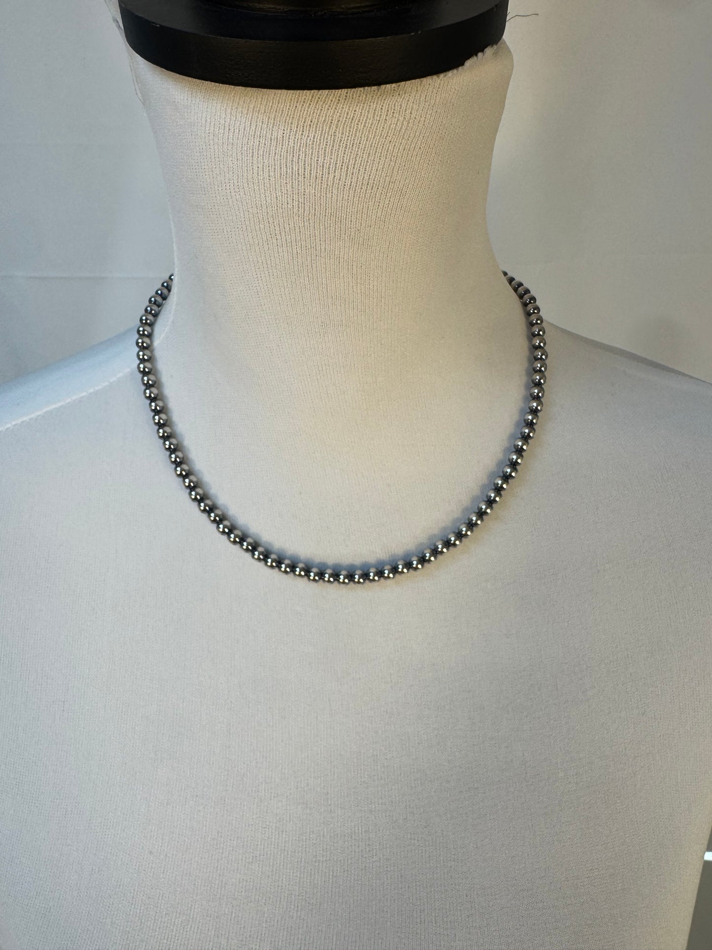 5MM " Navajo Style" Sterling Pearls Necklaces