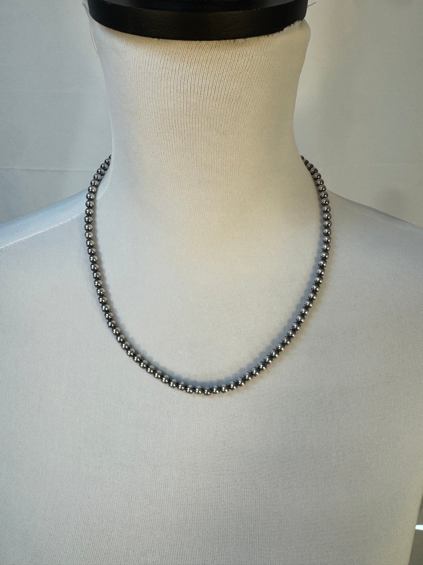 5MM " Navajo Style" Sterling Pearls Necklaces