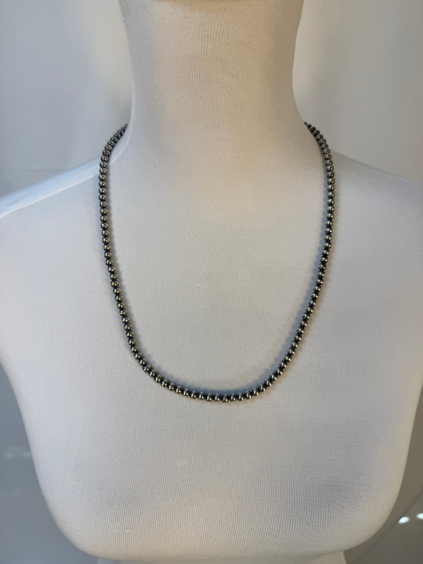 5MM " Navajo Style" Sterling Pearls Necklaces
