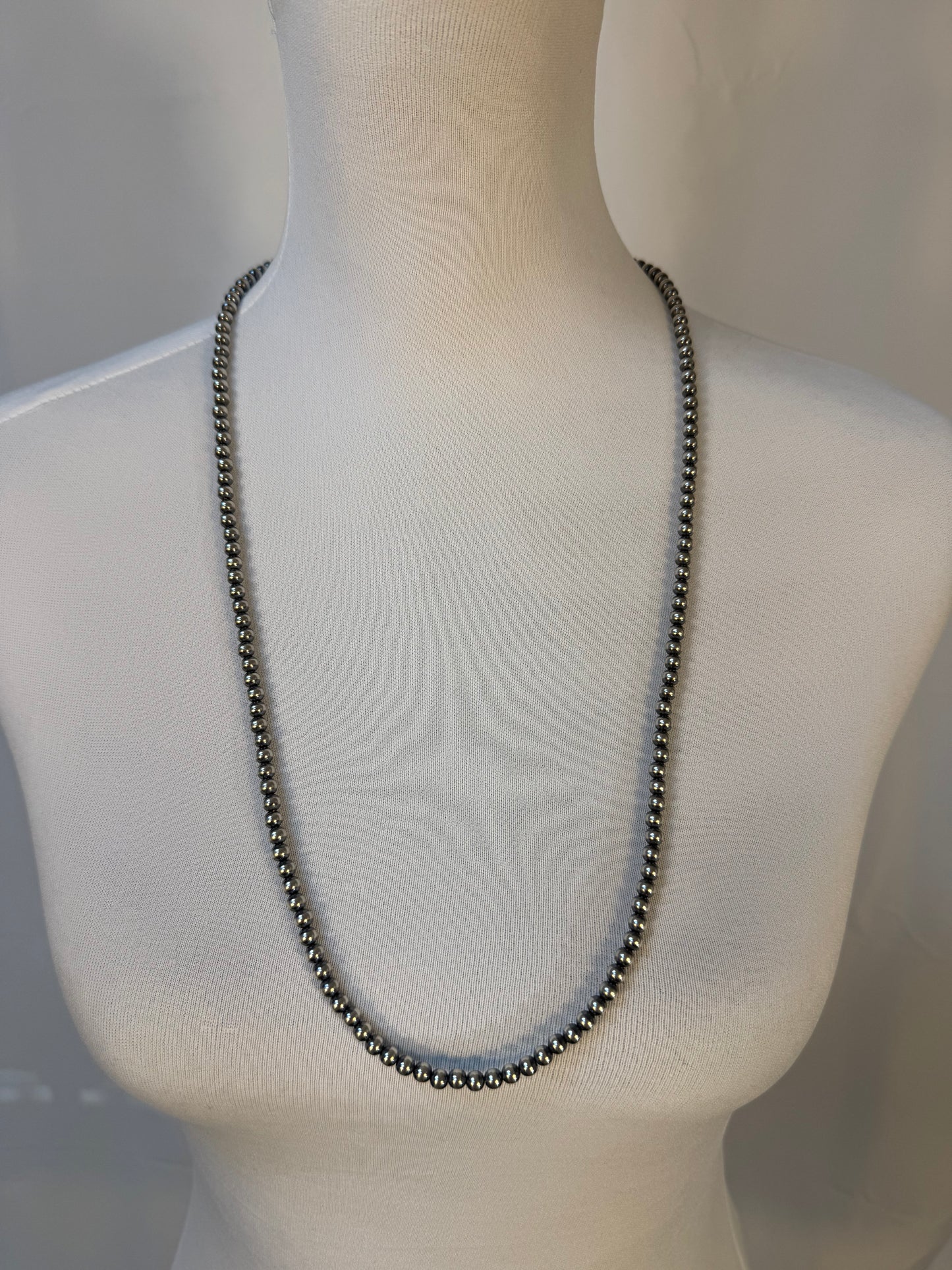 5MM " Navajo Style" Sterling Pearls Necklaces