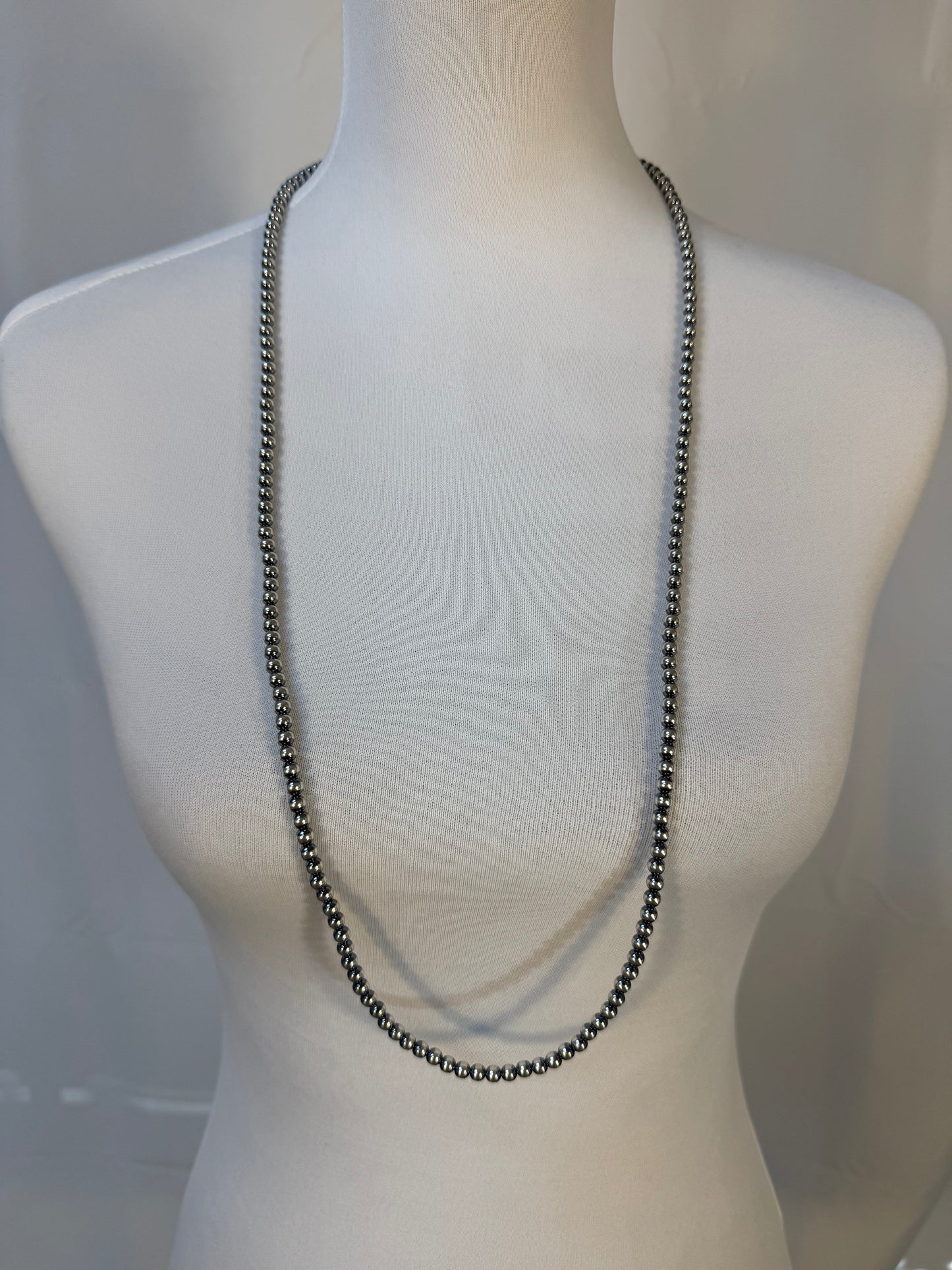 5MM " Navajo Style" Sterling Pearls Necklaces
