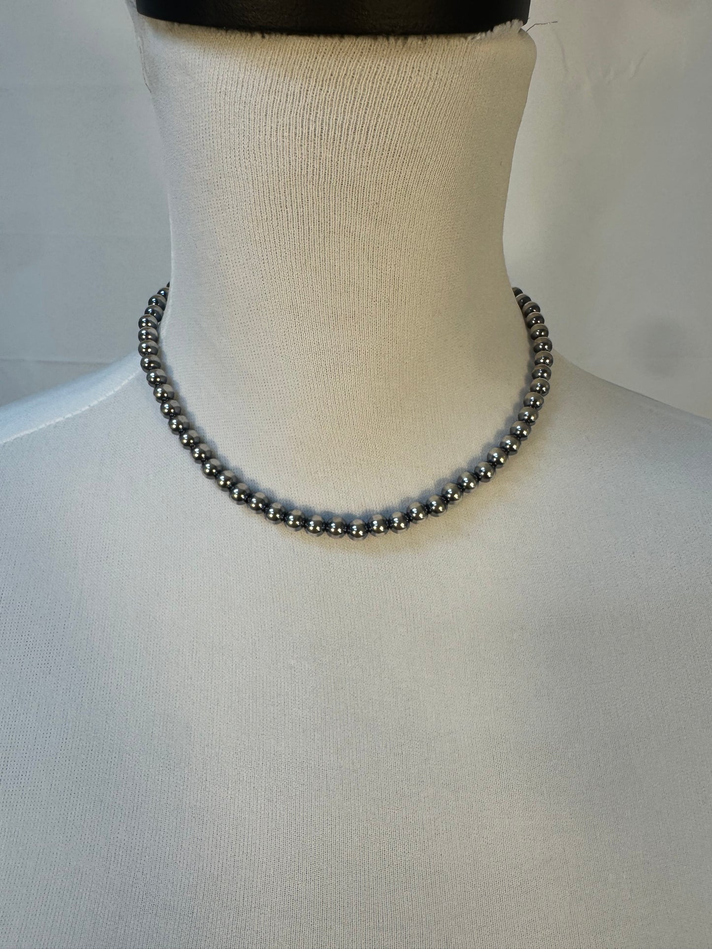 6MM " Navajo Style" Sterling Pearls Necklaces