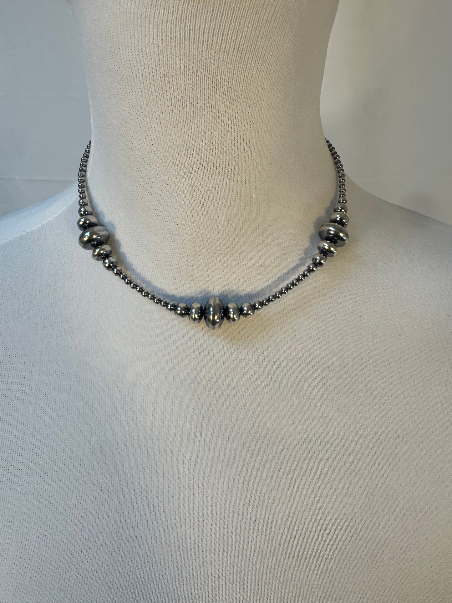 3-9MM Rondelle Sterling Pearls Necklace