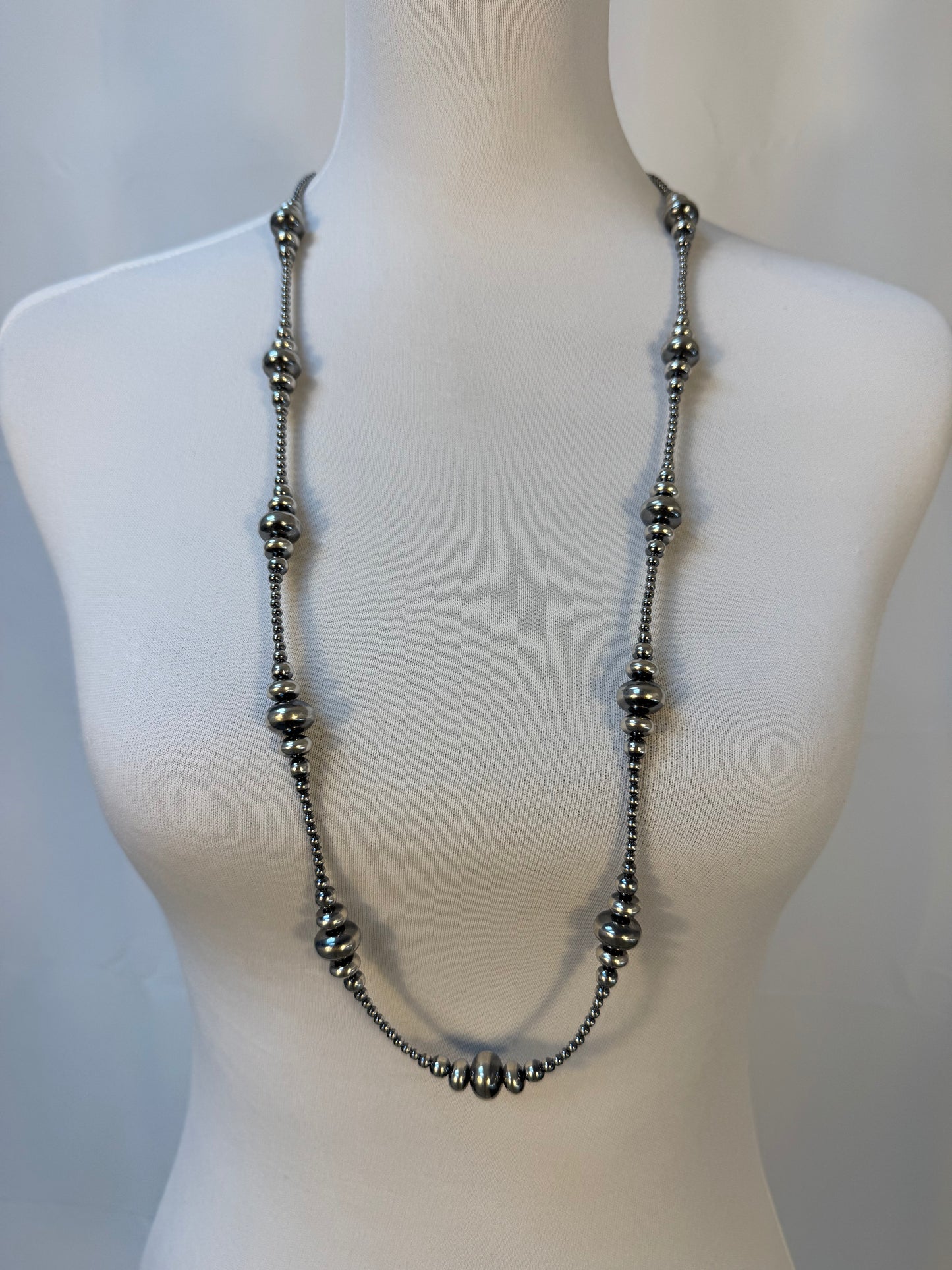 3-9MM Rondelle Sterling Pearls Necklace