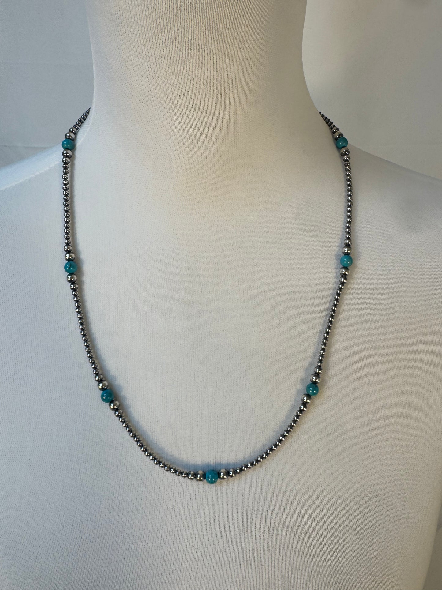 Navajo Style Pearl and Turquoise Varied Necklace