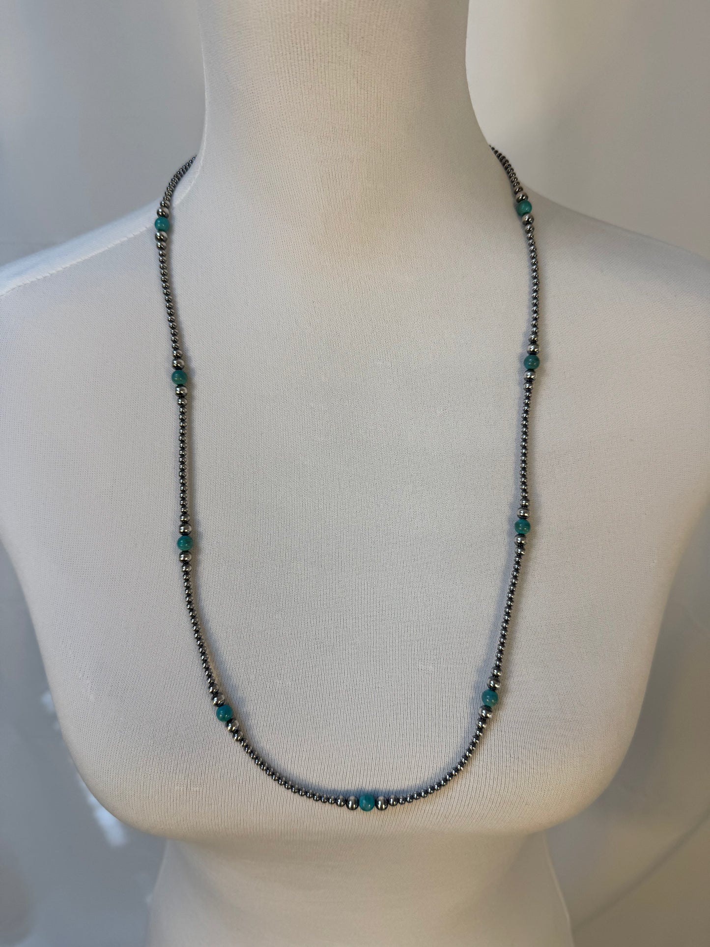 Navajo Style Pearl and Turquoise Varied Necklace
