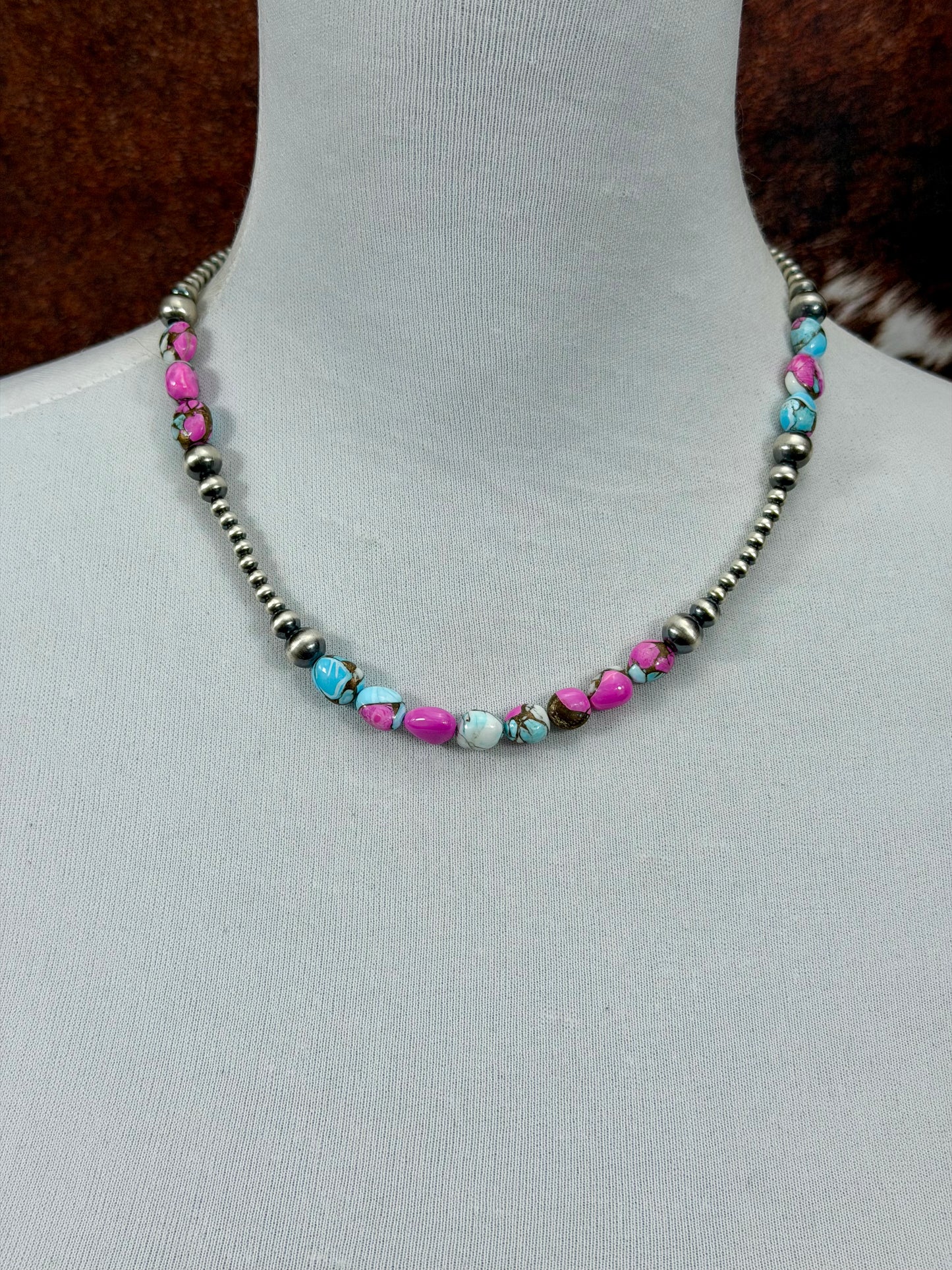 Cotton Candy Silver Sterling Pearl Necklace