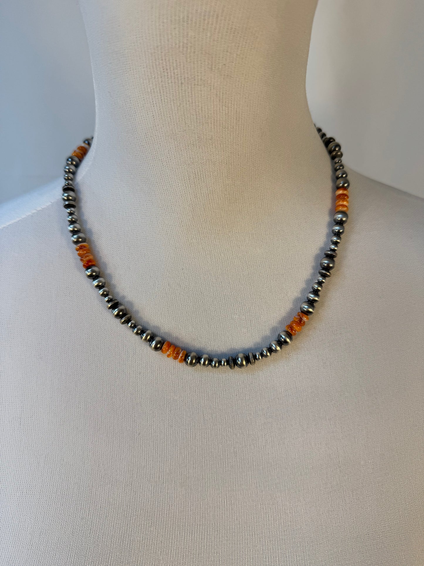 Orange Spiny & Pearl Necklace