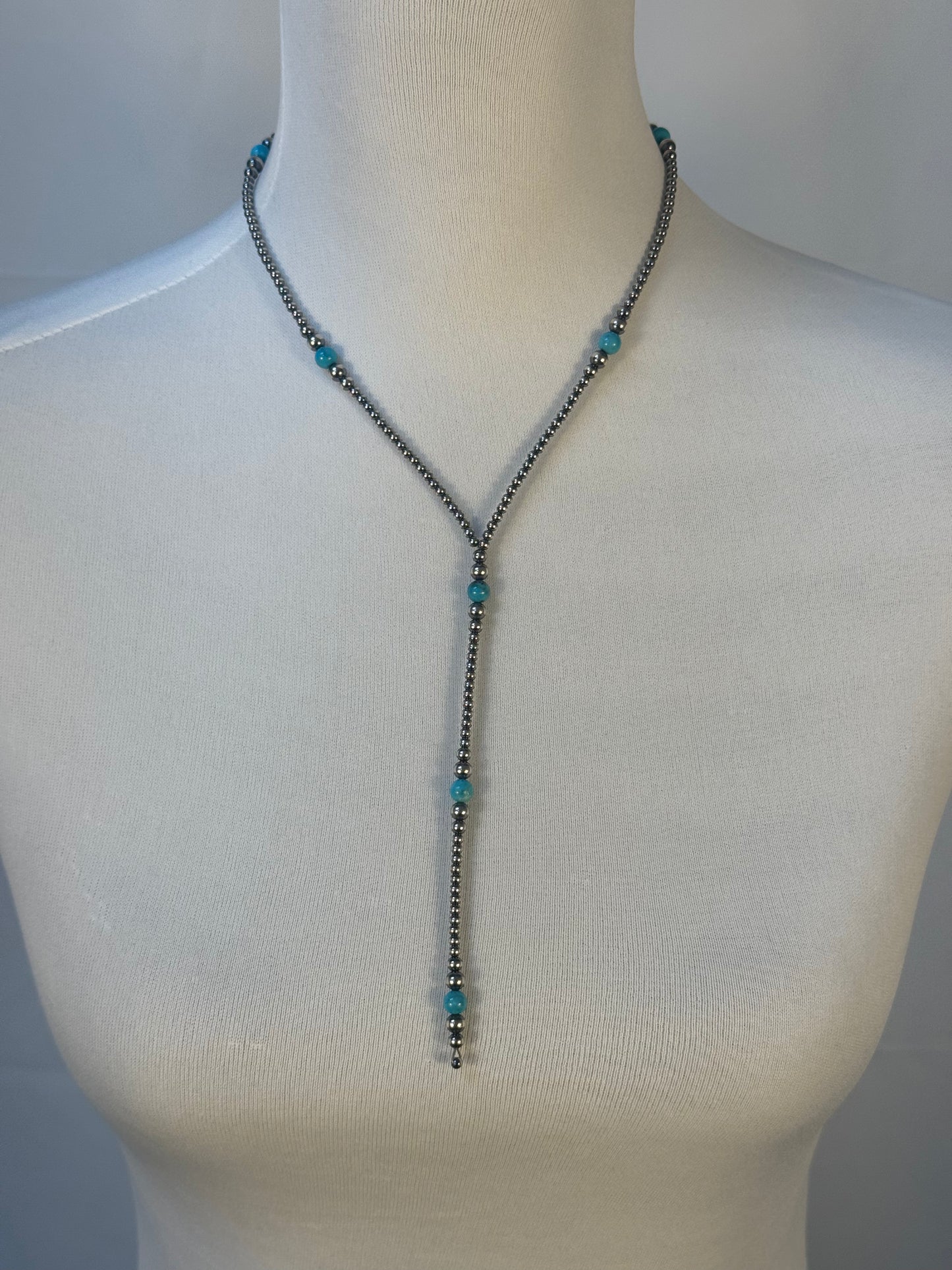Navajo Style Bead and Turquoise Y-Necklace