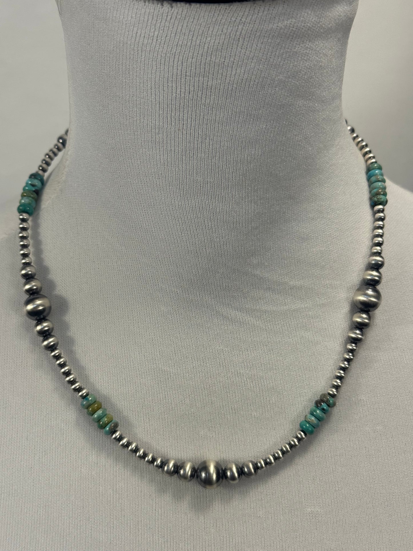 Kingman Turquoise & Silver Pearl Necklace Design 2