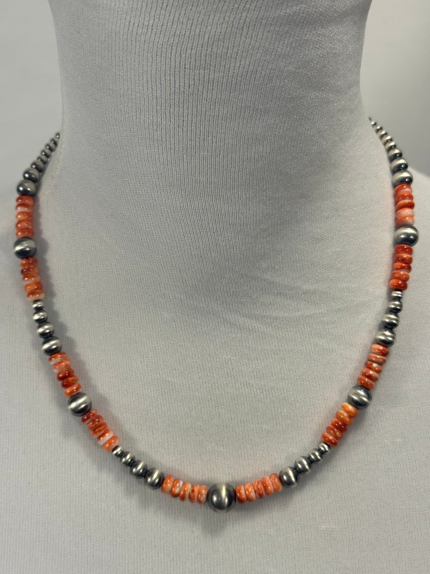 Red Spiny & Silver Pearl Necklace Design 3