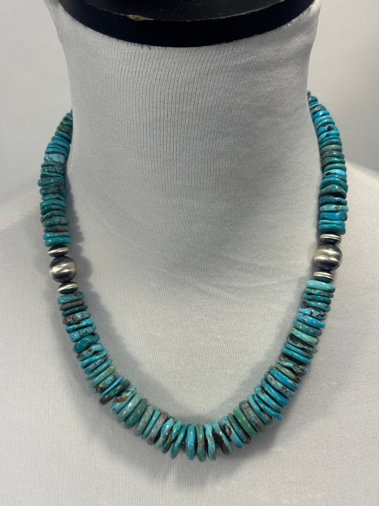 Kingman Turquoise Blue Disc Necklace