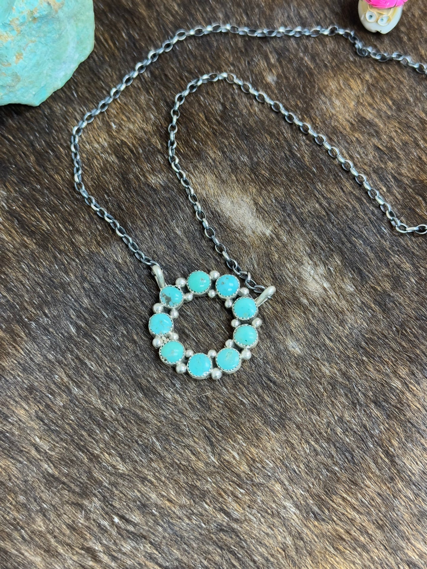 Kingman Turquoise Circle Necklace