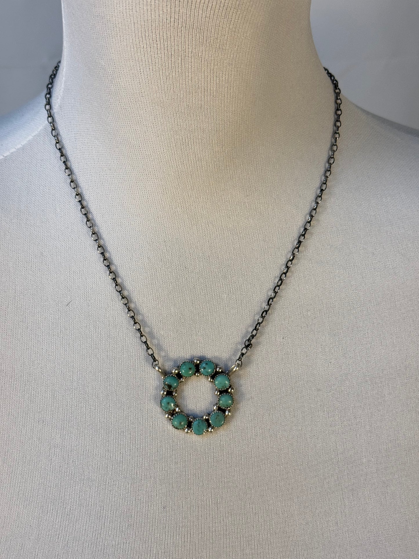 Kingman Turquoise Circle Necklace