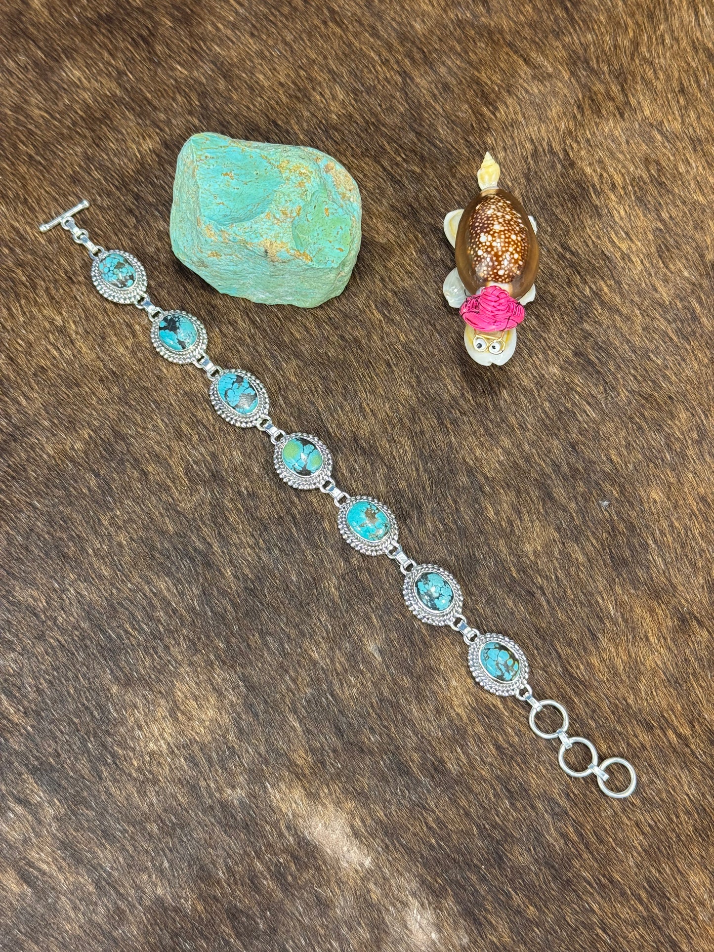 Tibetan Turquoise Twist Wire Link Bracelet
