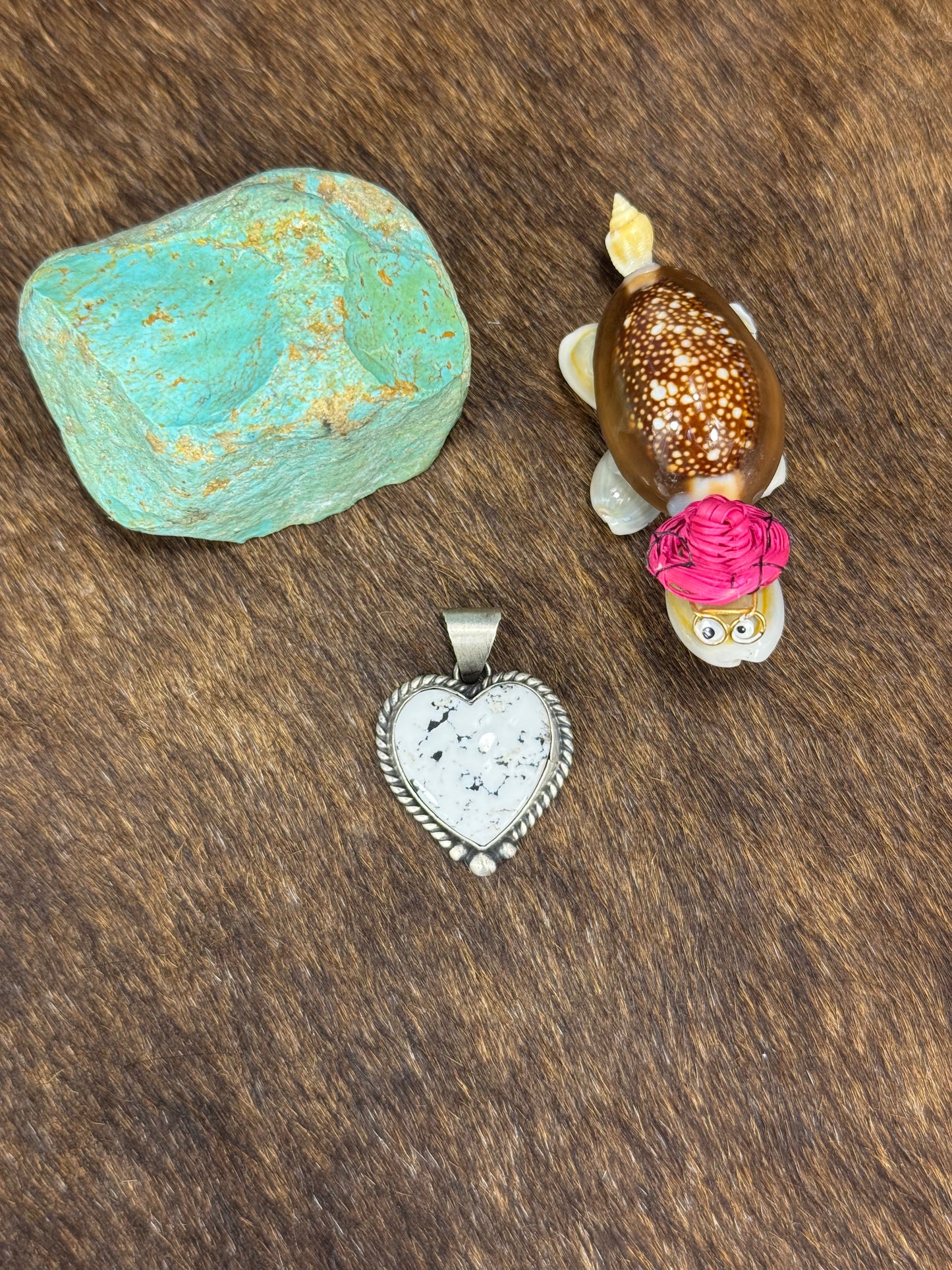 White Buffalo Heart Pendant