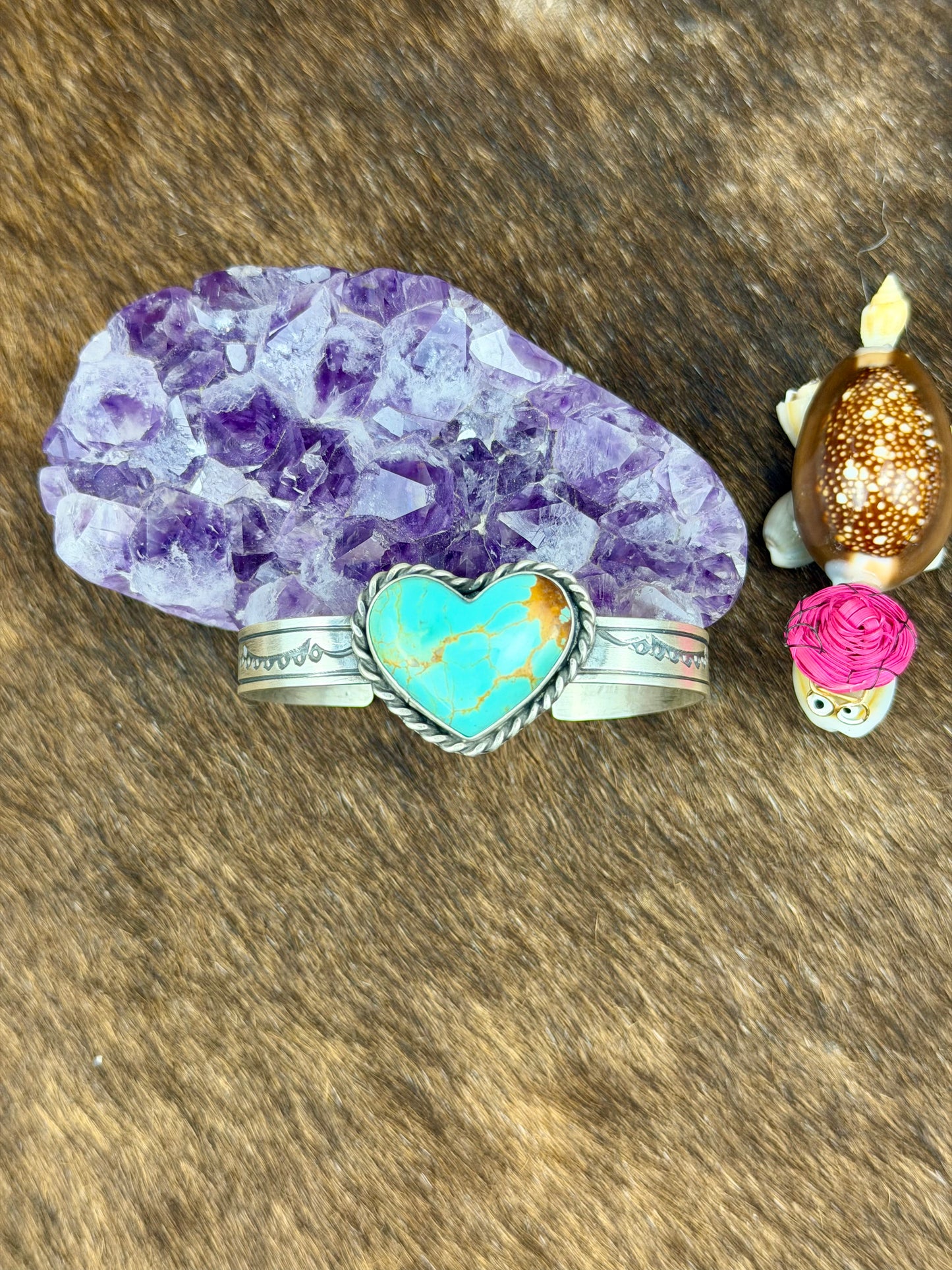 Kingman Turquoise Sterling Silver Heart Cuff