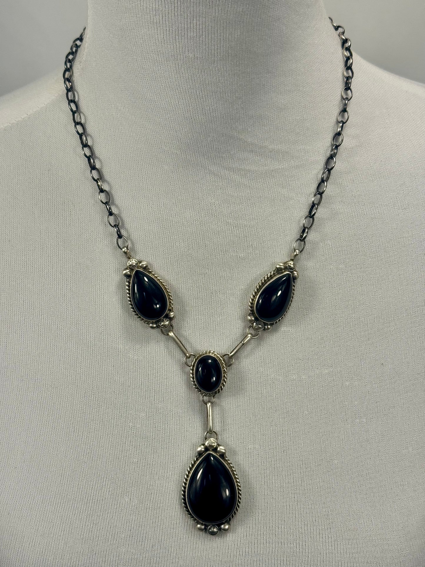 Black Onyx Lariat Necklace