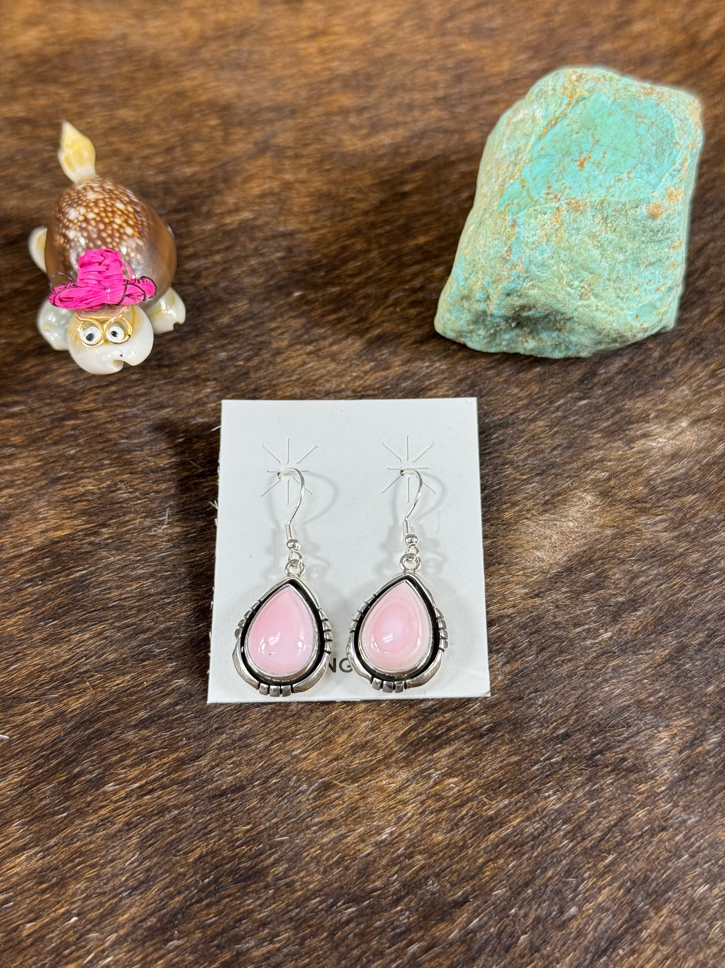 Pink Conch Dangle Earrings