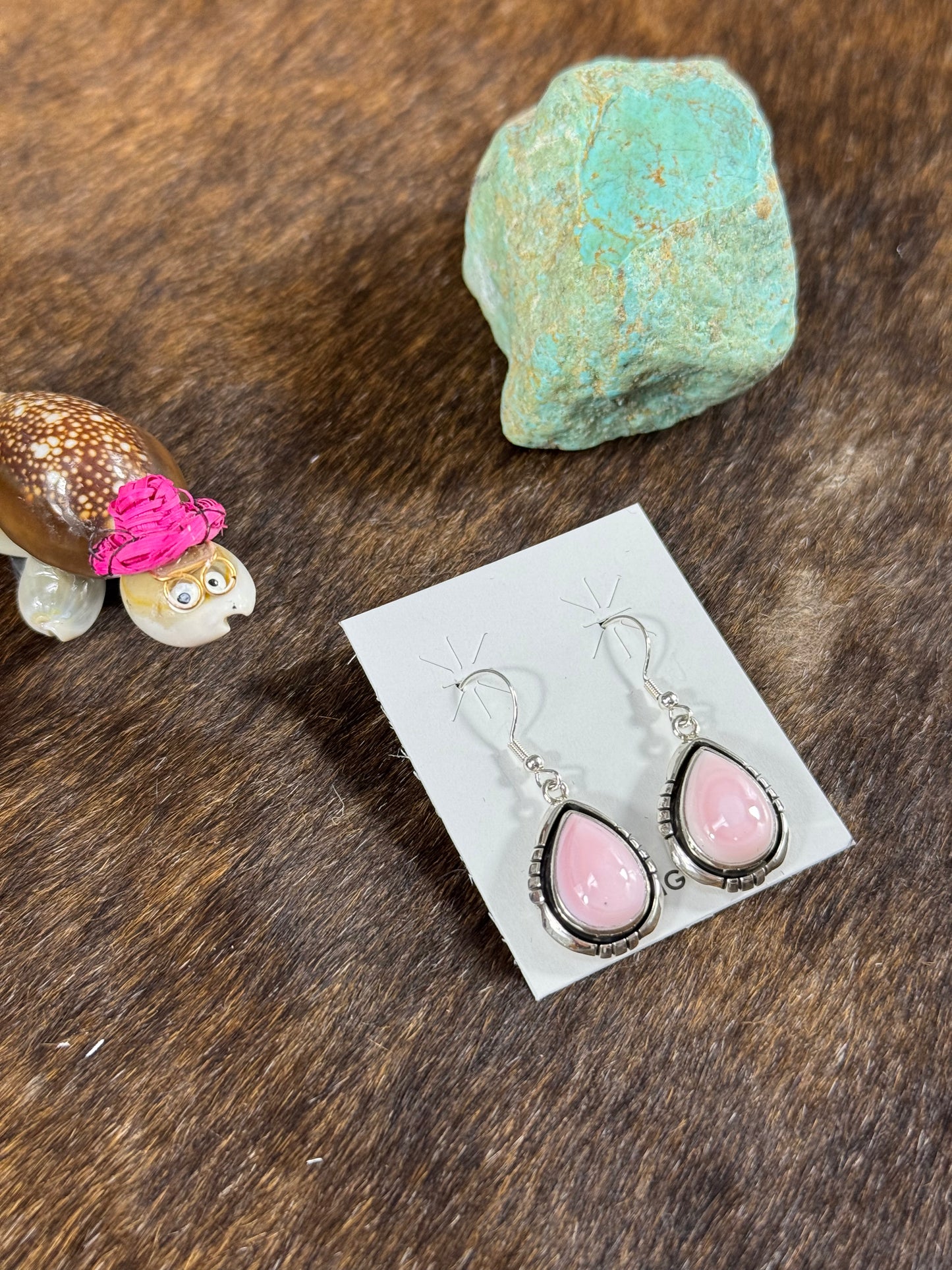 Pink Conch Dangle Earrings