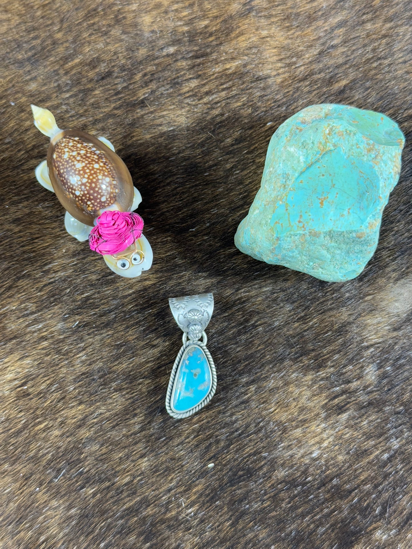 Kingman Turquoise Stamp Pendants