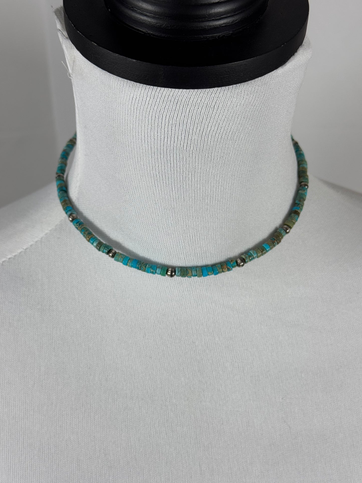 Navajo Style Pearl and Kingman Turquoise Choker