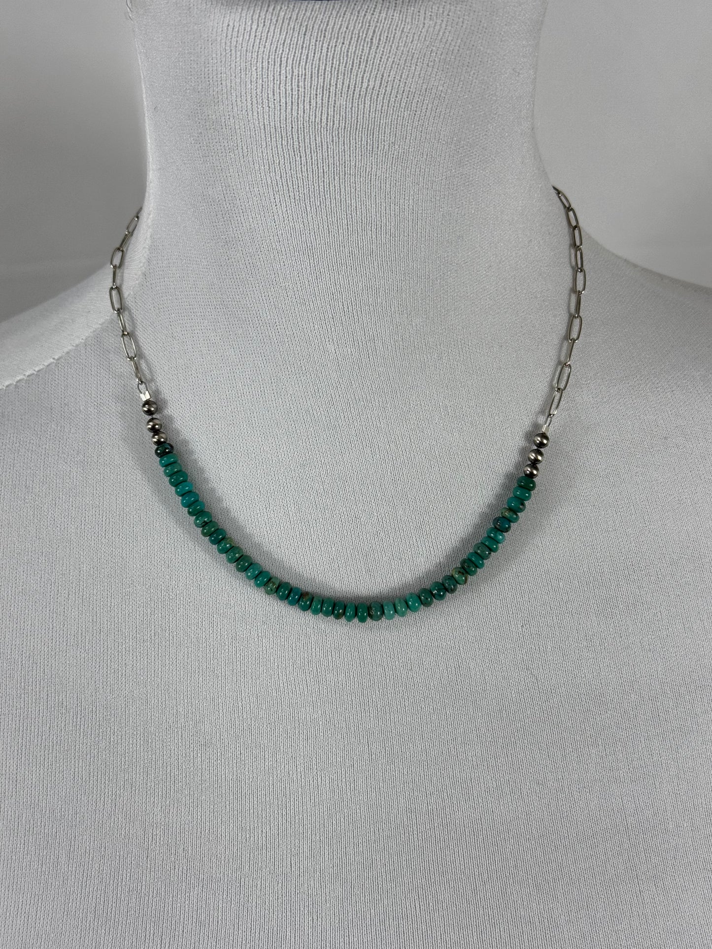 Sterling Silver Chain and Kingman Necklace