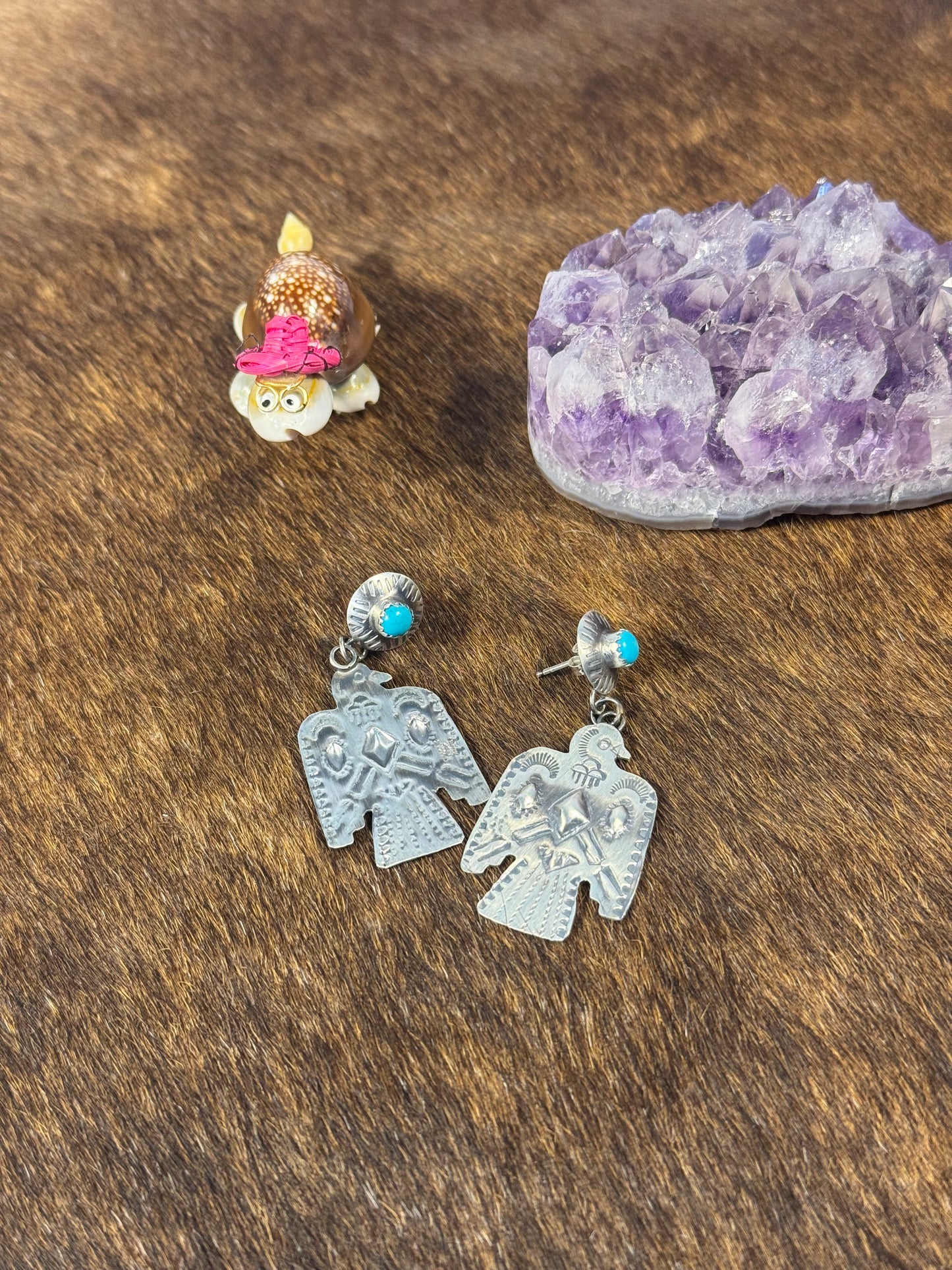 Kingman Turquoise Thunderbird Earring