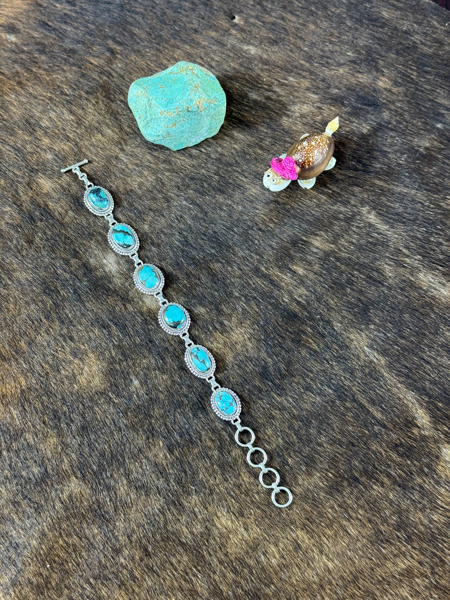 Tibetan Turquoise Twist Wire Link Bracelet