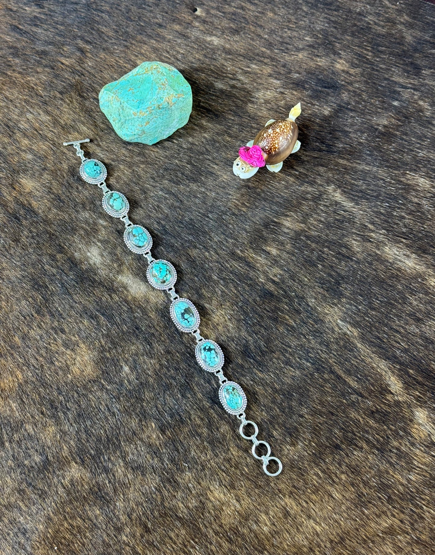 Tibetan Turquoise Twist Wire Link Bracelet