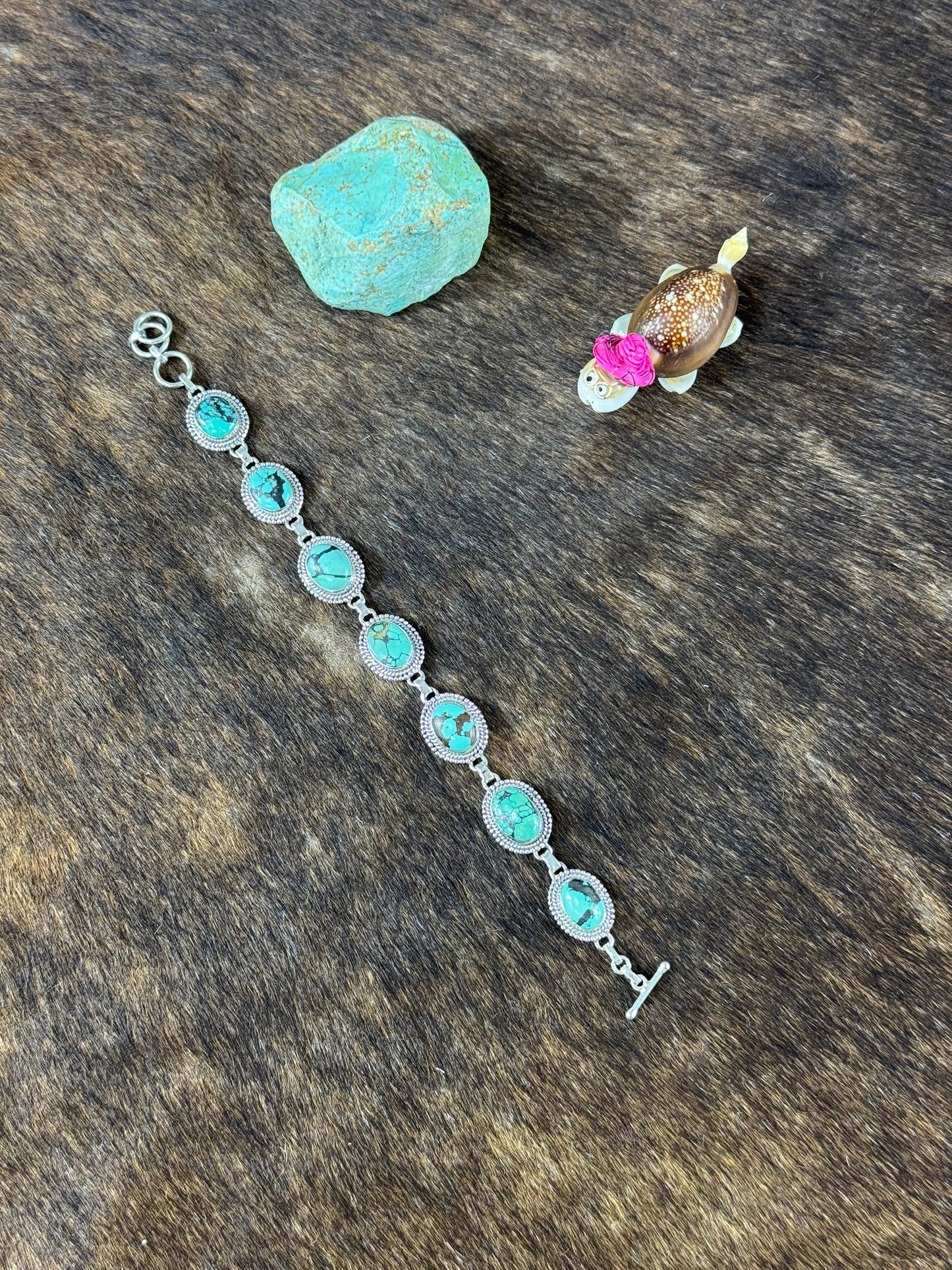 Tibetan Turquoise Twist Wire Link Bracelet